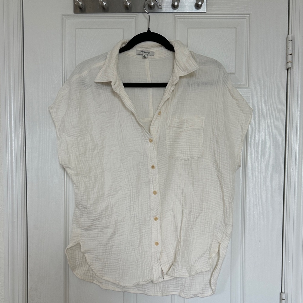 Madewell Lightweight Cream Button-Up 100% Cotton Shirt